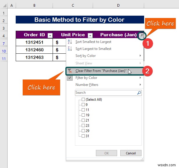 Cách lọc theo màu trong Excel (2 Ví dụ)