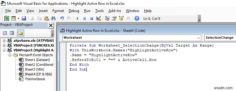 Cách đánh dấu hàng hiện hoạt trong Excel (3 phương pháp)