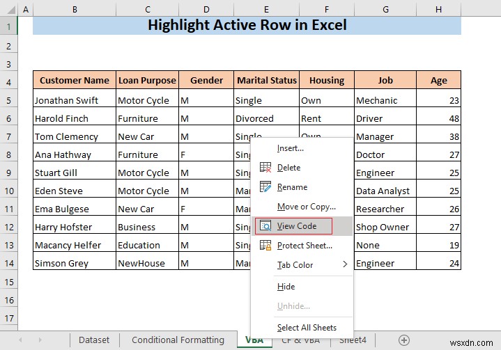 Cách đánh dấu hàng hiện hoạt trong Excel (3 phương pháp)