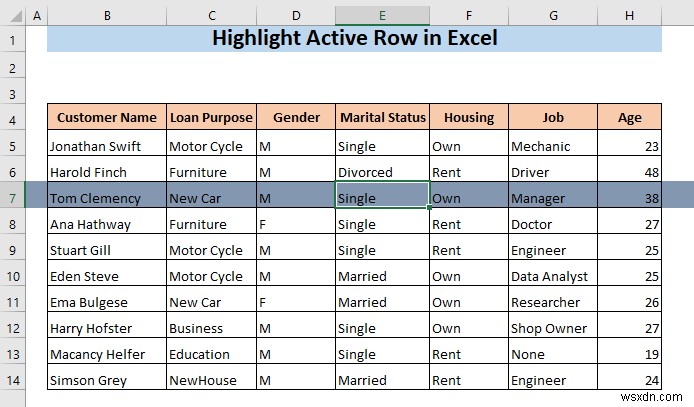 Cách đánh dấu hàng hiện hoạt trong Excel (3 phương pháp)