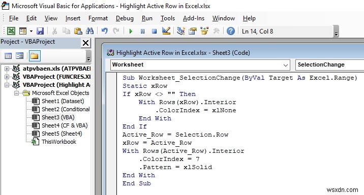 Cách đánh dấu hàng hiện hoạt trong Excel (3 phương pháp)