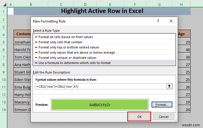 Cách đánh dấu hàng hiện hoạt trong Excel (3 phương pháp)