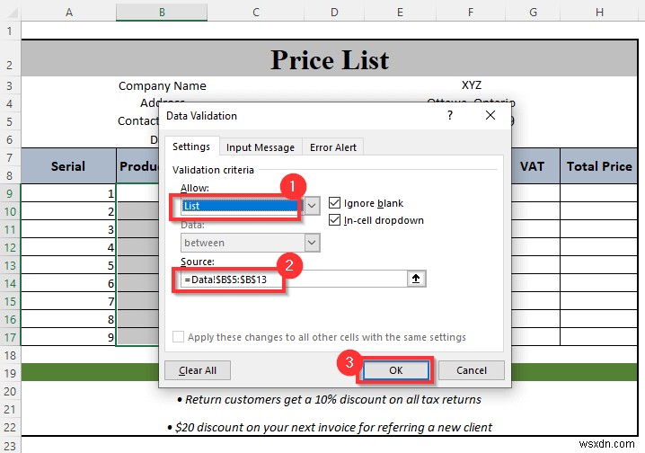 Cách tạo bảng giá trong Excel (Hướng dẫn từng bước)