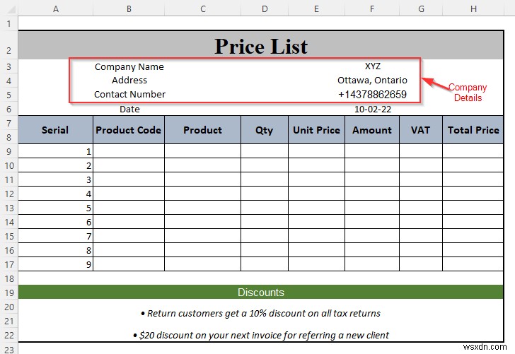 Cách tạo bảng giá trong Excel (Hướng dẫn từng bước)