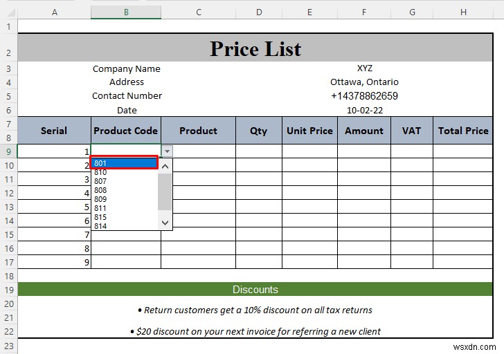 Cách tạo bảng giá trong Excel (Hướng dẫn từng bước)