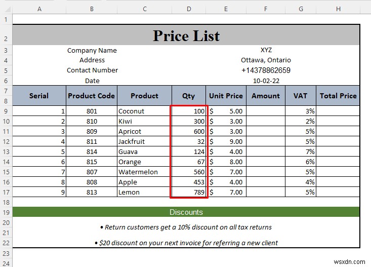 Cách tạo bảng giá trong Excel (Hướng dẫn từng bước)