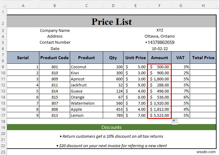 Cách tạo bảng giá trong Excel (Hướng dẫn từng bước)