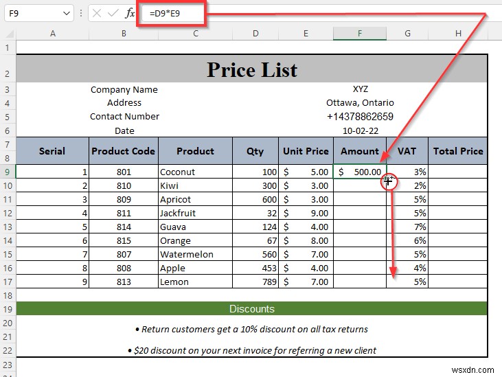 Cách tạo bảng giá trong Excel (Hướng dẫn từng bước)