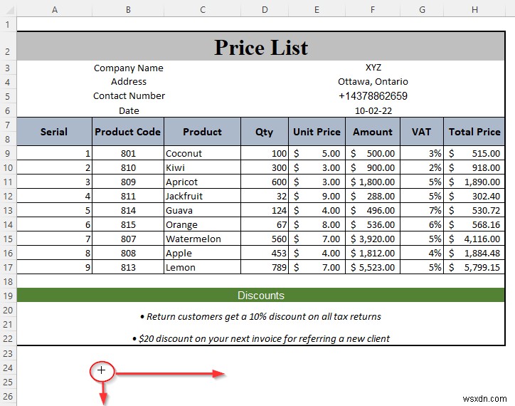 Cách tạo bảng giá trong Excel (Hướng dẫn từng bước)