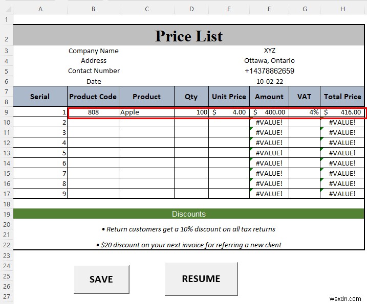 Cách tạo bảng giá trong Excel (Hướng dẫn từng bước)