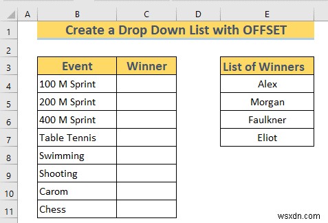 Cách tạo danh sách thả xuống động bằng Excel OFFSET (3 cách)