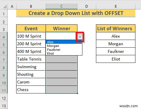 Cách tạo danh sách thả xuống động bằng Excel OFFSET (3 cách)