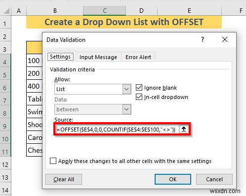 Cách tạo danh sách thả xuống động bằng Excel OFFSET (3 cách)