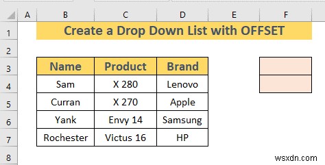 Cách tạo danh sách thả xuống động bằng Excel OFFSET (3 cách)