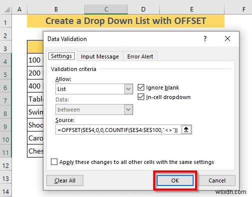 Cách tạo danh sách thả xuống động bằng Excel OFFSET (3 cách)