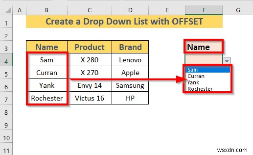 Cách tạo danh sách thả xuống động bằng Excel OFFSET (3 cách)