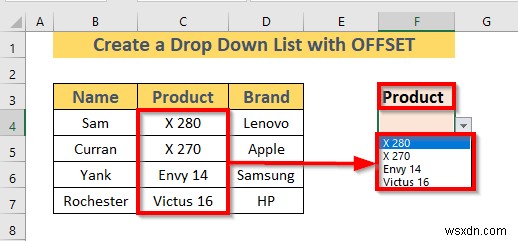 Cách tạo danh sách thả xuống động bằng Excel OFFSET (3 cách)