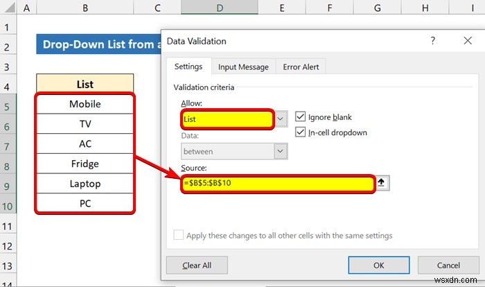 Cách tạo danh sách thả xuống trong Excel để xác thực dữ liệu (8 cách)