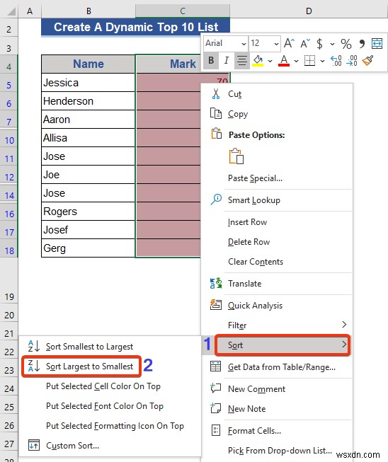 Cách tạo danh sách 10 động hàng đầu trong Excel (8 phương pháp)