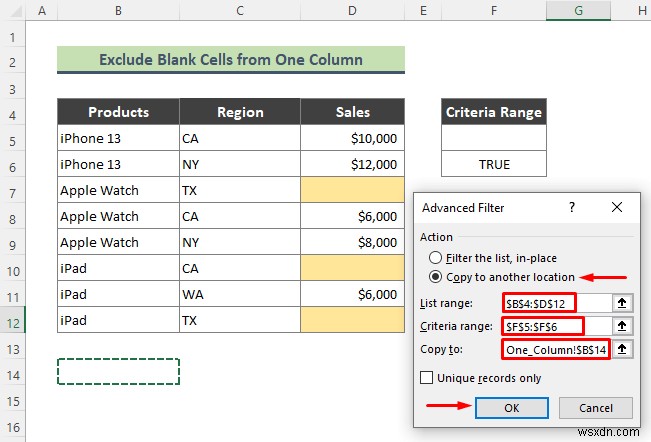 Cách sử dụng bộ lọc nâng cao để loại trừ ô trống trong Excel (3 thủ thuật dễ dàng)