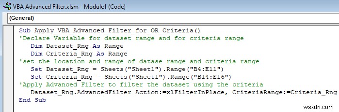 Excel VBA:Bộ lọc nâng cao với nhiều tiêu chí trong một phạm vi (5 phương pháp)