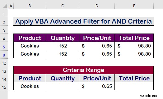 Excel VBA:Bộ lọc nâng cao với nhiều tiêu chí trong một phạm vi (5 phương pháp)