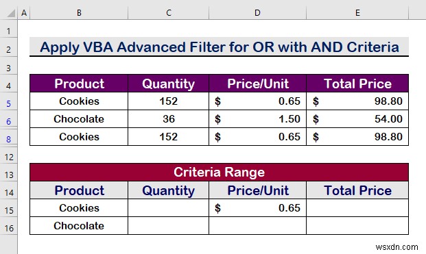 Excel VBA:Bộ lọc nâng cao với nhiều tiêu chí trong một phạm vi (5 phương pháp)