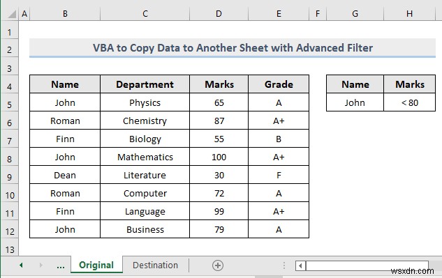 VBA để sao chép dữ liệu sang trang tính khác với bộ lọc nâng cao trong Excel