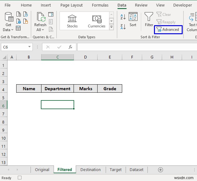 VBA để sao chép dữ liệu sang trang tính khác với bộ lọc nâng cao trong Excel