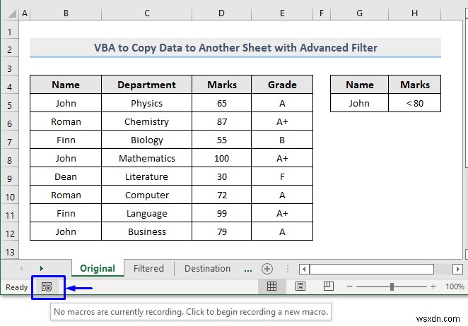 VBA để sao chép dữ liệu sang trang tính khác với bộ lọc nâng cao trong Excel