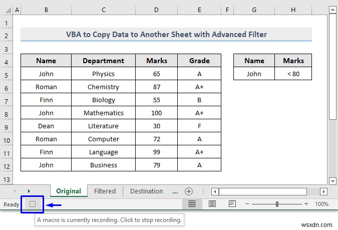 VBA để sao chép dữ liệu sang trang tính khác với bộ lọc nâng cao trong Excel