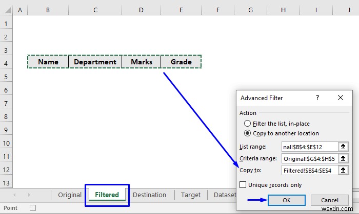 VBA để sao chép dữ liệu sang trang tính khác với bộ lọc nâng cao trong Excel