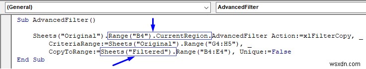 VBA để sao chép dữ liệu sang trang tính khác với bộ lọc nâng cao trong Excel