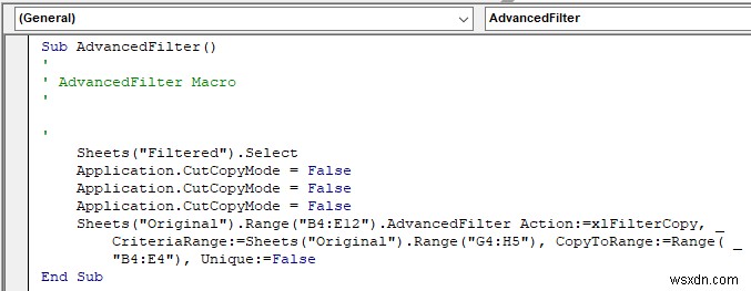 VBA để sao chép dữ liệu sang trang tính khác với bộ lọc nâng cao trong Excel