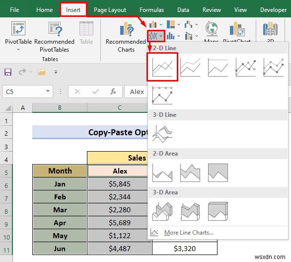 Cách kết hợp hai biểu đồ đường trong Excel (3 phương pháp)