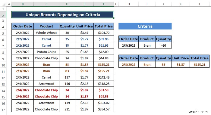 Cách sử dụng bộ lọc nâng cao cho bản ghi duy nhất chỉ trong Excel