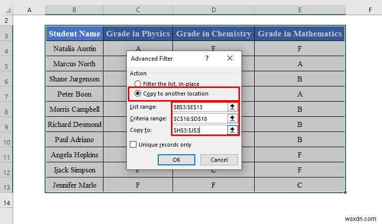 Cách áp dụng Bộ lọc nâng cao để sao chép sang vị trí khác trong Excel
