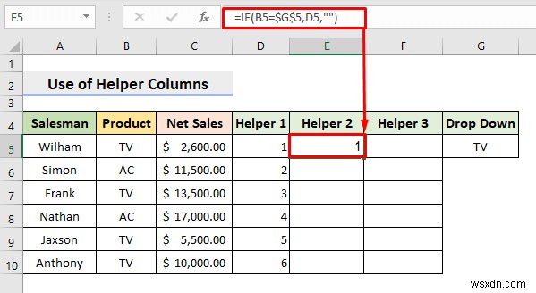 Tạo bộ lọc thả xuống để trích xuất dữ liệu dựa trên lựa chọn trong Excel