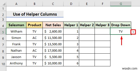 Tạo bộ lọc thả xuống để trích xuất dữ liệu dựa trên lựa chọn trong Excel