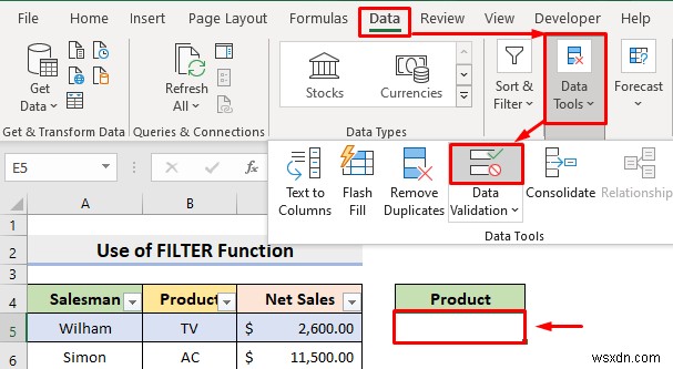 Tạo bộ lọc thả xuống để trích xuất dữ liệu dựa trên lựa chọn trong Excel