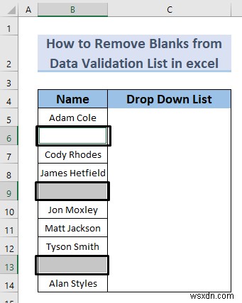 Cách xóa khoảng trống khỏi danh sách xác thực dữ liệu trong Excel (5 phương pháp)