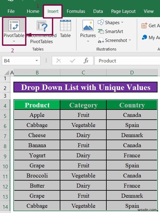 Cách tạo danh sách thả xuống có giá trị duy nhất trong Excel (4 phương pháp)