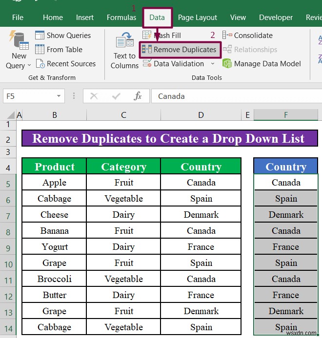 Cách tạo danh sách thả xuống có giá trị duy nhất trong Excel (4 phương pháp)