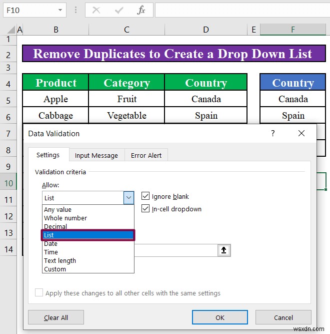 Cách tạo danh sách thả xuống có giá trị duy nhất trong Excel (4 phương pháp)