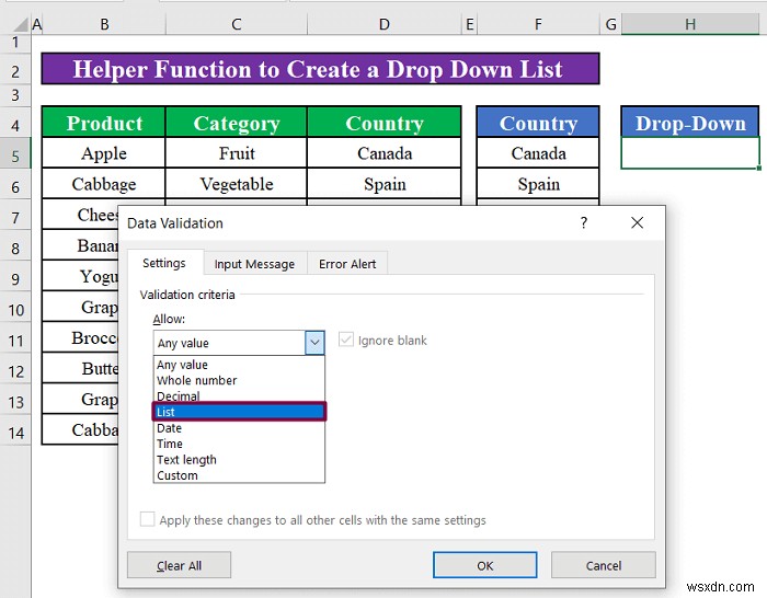 Cách tạo danh sách thả xuống có giá trị duy nhất trong Excel (4 phương pháp)