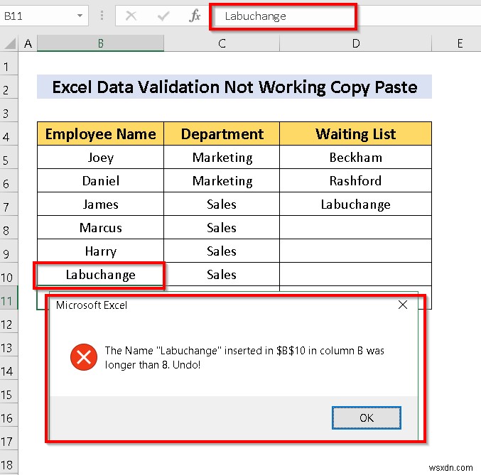 [Đã sửa lỗi] Xác thực dữ liệu không hoạt động để sao chép dán trong Excel