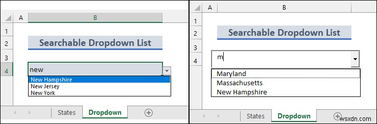 Tạo danh sách thả xuống có thể tìm kiếm trong Excel (2 phương pháp)