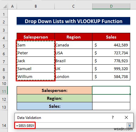 Cách sử dụng công thức VLOOKUP tùy chỉnh trong xác thực dữ liệu Excel