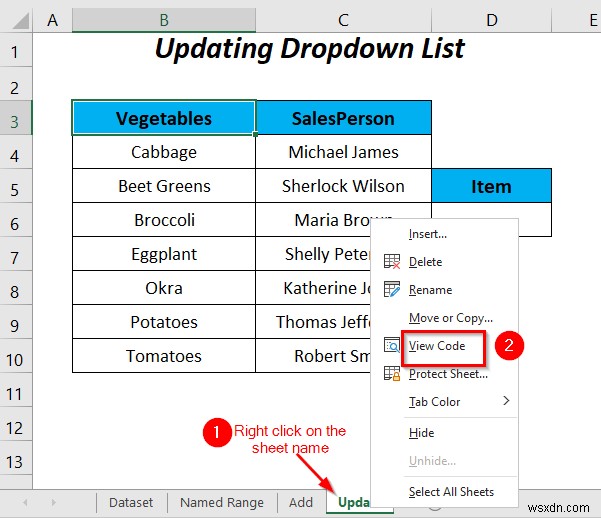 Cách sử dụng dải ô đã đặt tên cho danh sách xác thực dữ liệu với VBA trong Excel