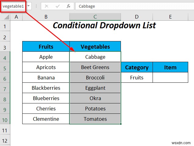 Cách sử dụng dải ô đã đặt tên cho danh sách xác thực dữ liệu với VBA trong Excel